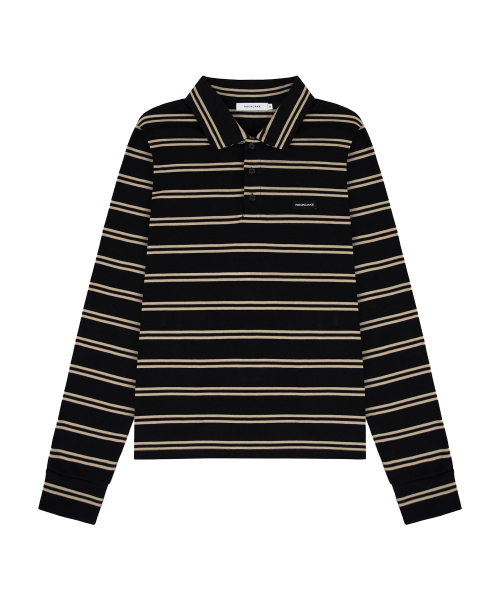 ROCKCAKE（ロックケーキ）の「Heritage Stripe Polo Top - Black（Tシャツ/カットソー・レディース・その他・SMALL/MEDIUM）」の2枚目の写真