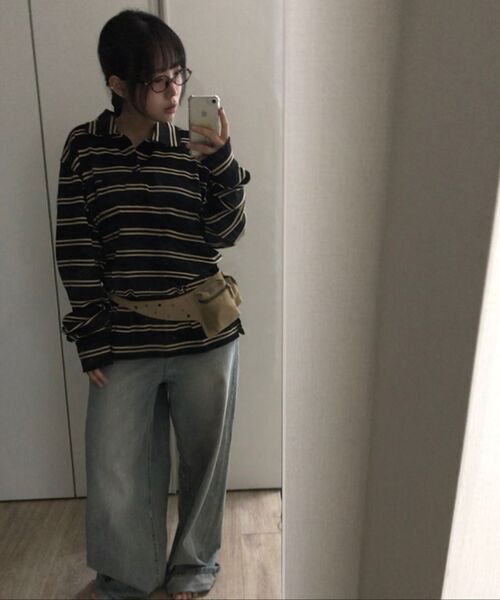 ROCKCAKE（ロックケーキ）の「Heritage Stripe Polo Top - Black（Tシャツ/カットソー・レディース・その他・SMALL/MEDIUM）」の5枚目の写真