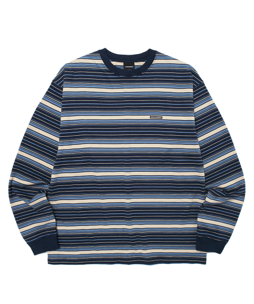 STRIPED LS T-SHIRT (NAVY)（Tシャツ/カットソー）｜WKNDRS（ウィー