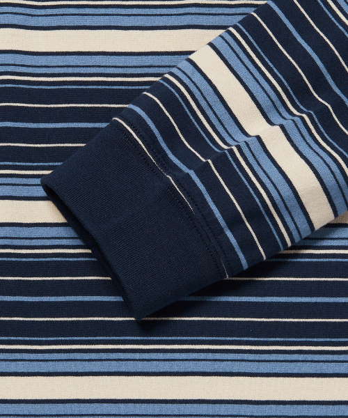 STRIPED LS T-SHIRT (NAVY)（Tシャツ/カットソー）｜WKNDRS（ウィー