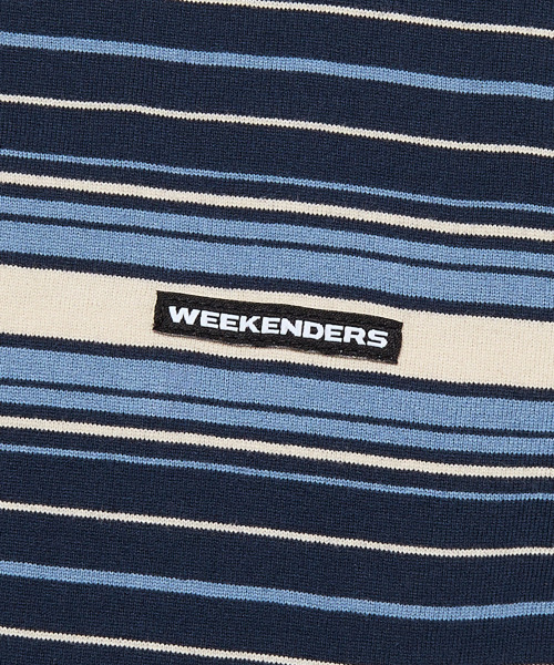 STRIPED LS T-SHIRT (NAVY)（Tシャツ/カットソー）｜WKNDRS（ウィー