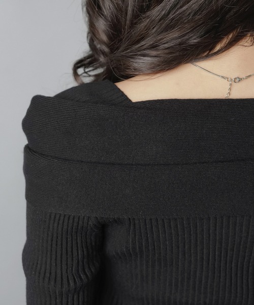 SPINNS（スピンズ）の「ワンホン系デコルテ美人☆上品オフショルリボンニット（ニット/セーター・レディース・ブラック/グレー/ホワイト・ONESIZE）」の17枚目の写真
