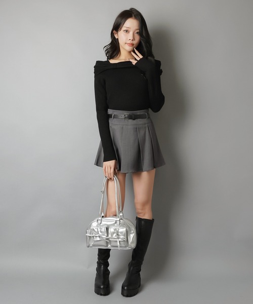 SPINNS（スピンズ）の「ワンホン系デコルテ美人☆上品オフショルリボンニット（ニット/セーター・レディース・ブラック/グレー/ホワイト・ONESIZE）」の12枚目の写真