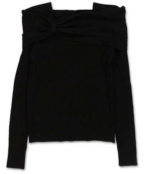 SPINNS（スピンズ）の「ワンホン系デコルテ美人☆上品オフショルリボンニット（ニット/セーター・レディース・ブラック/グレー/ホワイト・ONESIZE）」の21枚目の写真