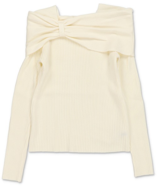 SPINNS（スピンズ）の「ワンホン系デコルテ美人☆上品オフショルリボンニット（ニット/セーター・レディース・ブラック/グレー/ホワイト・ONESIZE）」の22枚目の写真