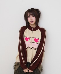 ハートジップニットブルゾン / heart zip knit blouson