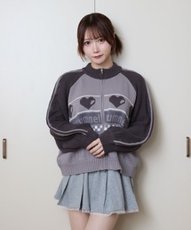 ハートジップニットブルゾン / heart zip knit blouson