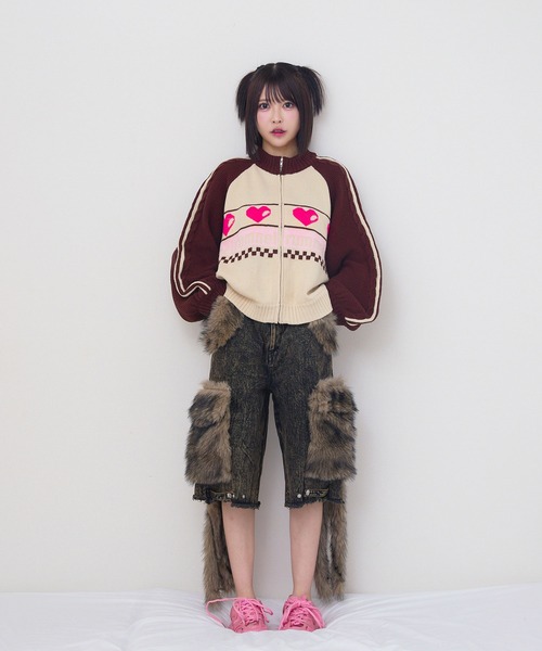 セール】ハートジップニットブルゾン / heart zip knit blouson