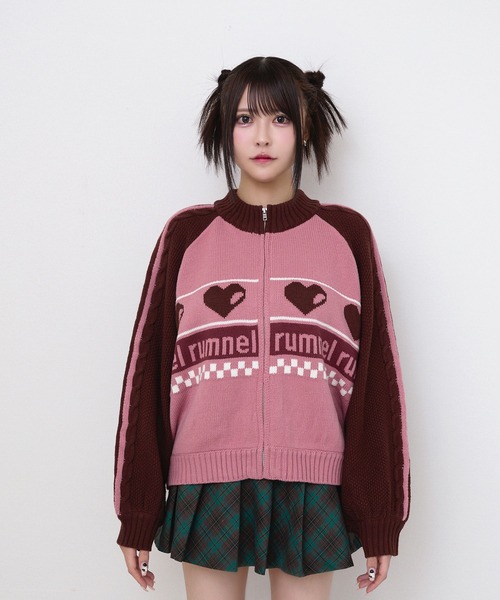 セール】ハートジップニットブルゾン / heart zip knit blouson