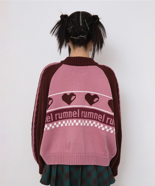 rumnel:(ルムネル)の「ハートジップニットブルゾン / heart zip knit blouson(ニット/セーター・レディース・グレー系/ピンク系/ホワイト系・FREE)」の9枚目の写真