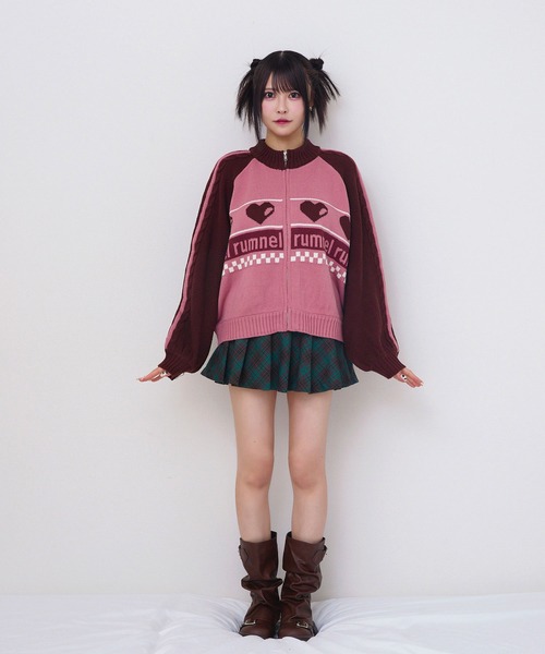 rumnel:(ルムネル)の「ハートジップニットブルゾン / heart zip knit blouson(ニット/セーター・レディース・グレー系/ピンク系/ホワイト系・FREE)」の10枚目の写真