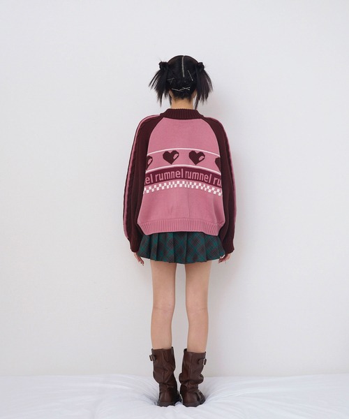 rumnel:(ルムネル)の「ハートジップニットブルゾン / heart zip knit blouson(ニット/セーター・レディース・グレー系/ピンク系/ホワイト系・FREE)」の12枚目の写真
