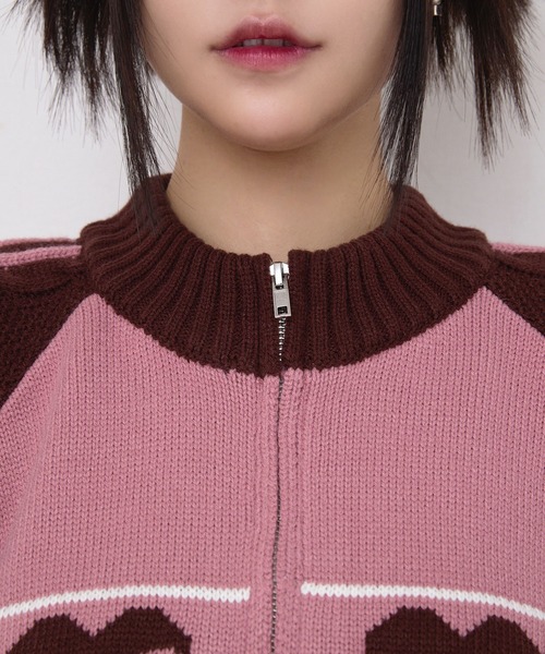 rumnel:(ルムネル)の「ハートジップニットブルゾン / heart zip knit blouson(ニット/セーター・レディース・グレー系/ピンク系/ホワイト系・FREE)」の13枚目の写真