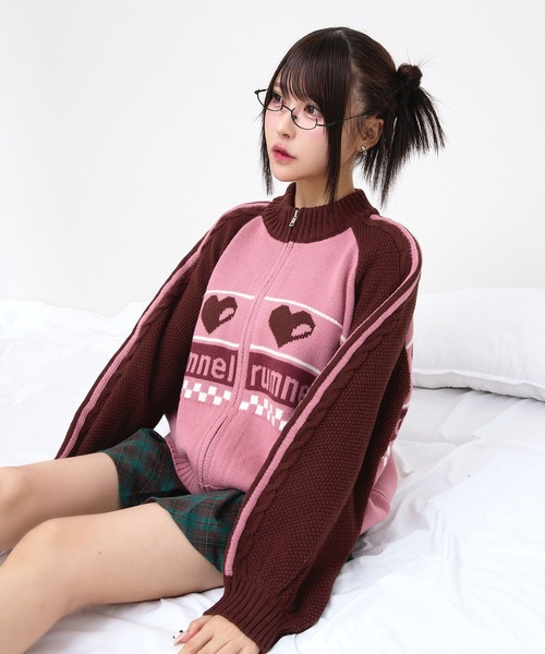 rumnel:(ルムネル)の「ハートジップニットブルゾン / heart zip knit blouson(ニット/セーター・レディース・グレー系/ピンク系/ホワイト系・FREE)」の14枚目の写真
