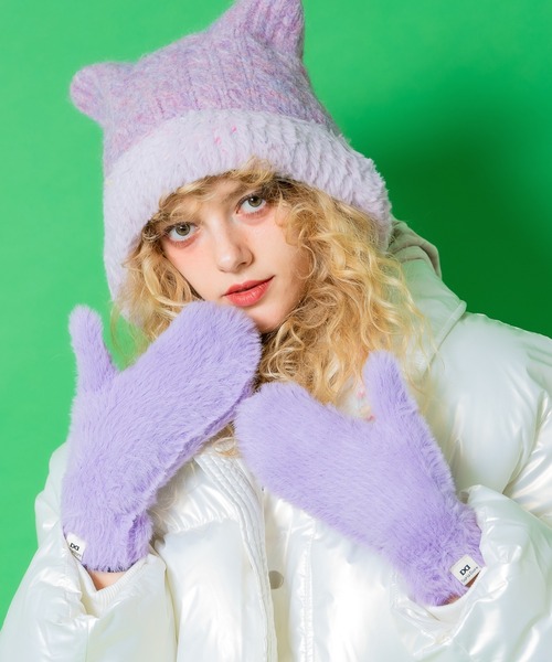 an meets zakka(アンミツザッカ)の「an meets zakka シャギーファーニットミトングローブ(手袋・レディース・グレー/ベージュ/ラベンダー/イエロー/ホワイト/グリーン/ライトグリーン/ピンク/レッド/ブラック/ライトブルー/ライトピンク・ONESIZE)」の1枚目の写真