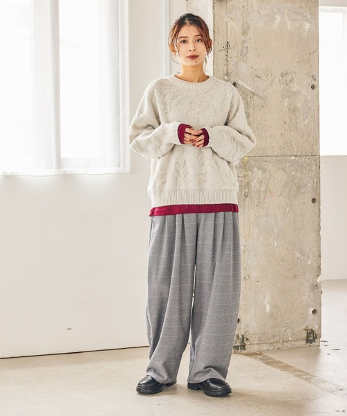 studio CLIP（スタディオクリップ）の「ツイードライクバレルパンツ[プチ・プラスサイズあり]（その他パンツ・レディース・ブラウン/その他1/その他2/ブラック・PF/ﾌﾘｰ(L)/LARGE/MEDIUM）」の8枚目の写真