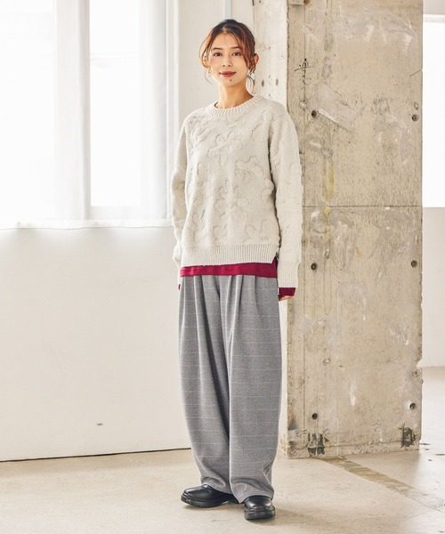 studio CLIP（スタディオクリップ）の「ツイードライクバレルパンツ[プチ・プラスサイズあり]（その他パンツ・レディース・ブラウン/その他1/その他2/ブラック・PF/ﾌﾘｰ(L)/LARGE/MEDIUM）」の9枚目の写真