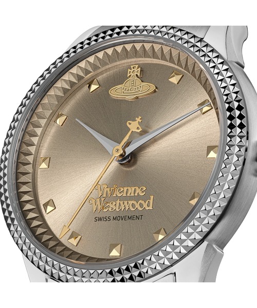 Vivienne Westwood（ヴィヴィアンウエストウッド）の「「Vivienne Westwood/ヴィヴィアン・ウエストウッド」リトル シーモア - レディース ウォームグレーサンレイ サンレイ ダイヤル & シルバー ゴールド ブレスレット（アナログ腕時計・レディース・シルバー×ゴールド・32mm）」の8枚目の写真