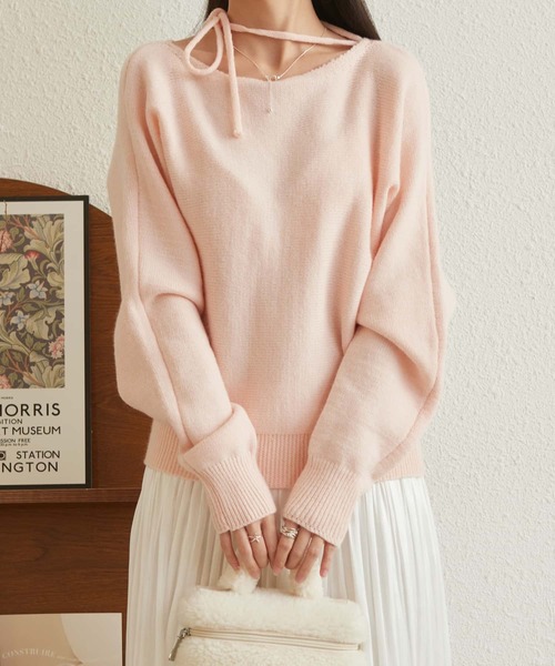 MAISON DE THERESE(メゾン ド テレーズ)の「紐リボンルーズシルエットニット(ニット/セーター・レディース・ブラック/アイボリー/グレー/ブルー/ピンク・FREE)」の5枚目の写真