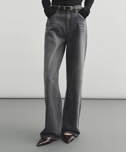 MONGDOL(モンドル)の「ウォッシングワイドデニムジーングレーMDPT060GRAY(デニムパンツ・レディース・その他・SMALL/MEDIUM/LARGE)」の1枚目の写真
