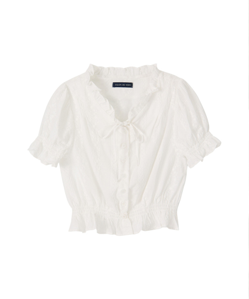 SALON DE YOHN（サロンドヨーン）の「Lace Puff Shoulder Blouse_ White（シャツ/ブラウス・レディース・その他・SMALL/MEDIUM）」の4枚目の写真