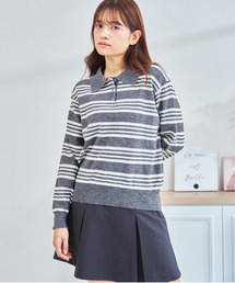 ZOZO限定 マルチボーダー配色ポロニット