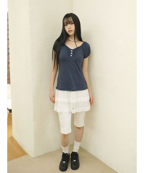 UGLY SHADOW（アグリーシャドウ）の「ドットフリルドレス（ネイビー）（ワンピース・レディース・その他・FREE）」の2枚目の写真