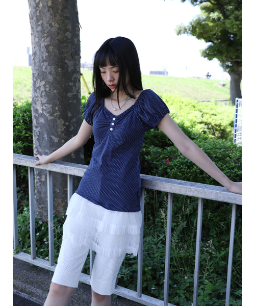 UGLY SHADOW（アグリーシャドウ）の「ドットフリルドレス（ネイビー）（ワンピース・レディース・その他・FREE）」の3枚目の写真