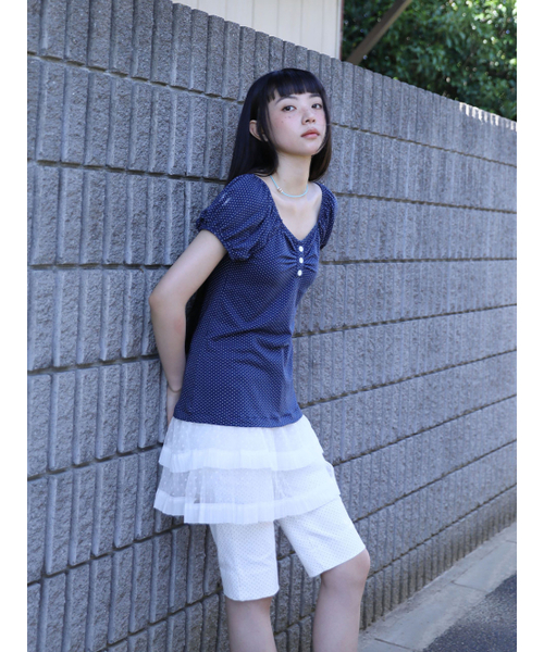 UGLY SHADOW（アグリーシャドウ）の「ドットフリルドレス（ネイビー）（ワンピース・レディース・その他・FREE）」の4枚目の写真