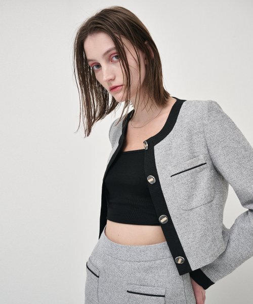 ETMON(エトモン)の「Piping Pocket Tweed Mini Skirt, Black(スカート・レディース・その他・MEDIUM/SMALL)」の6枚目の写真