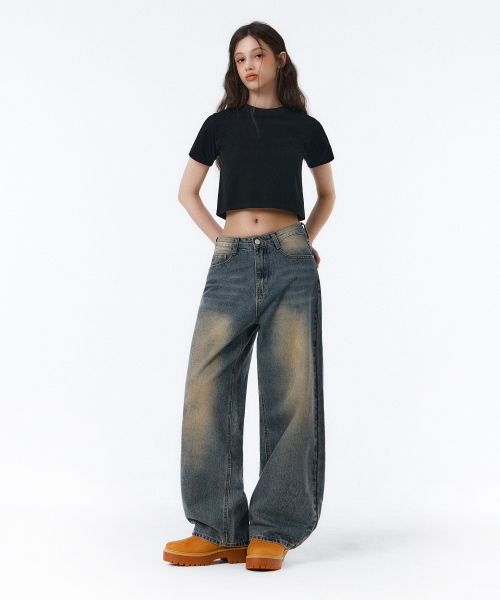 RANDOMOFF（ランダムオフ）の「BTB : BREEZE WASHING JEANS [DUSTY BLUE]（デニムパンツ・レディース・グレイッシュブルー・X-SMALL/SMALL/MEDIUM/LARGE/X-LARGE）」の2枚目の写真