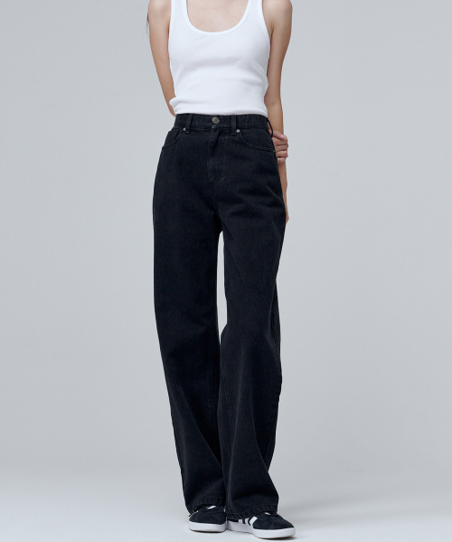 MALOUPE（マロップ）の「9133 レギュラーワイドデニムパンツ (ブラック)（デニムパンツ・レディース・ブラック・26/28/30）」の3枚目の写真