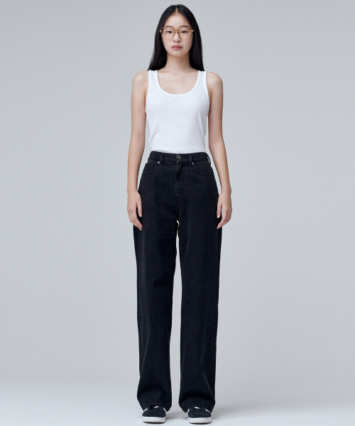 MALOUPE（マロップ）の「9133 レギュラーワイドデニムパンツ (ブラック)（デニムパンツ・レディース・ブラック・26/28/30）」の4枚目の写真