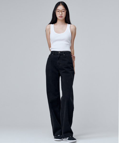 MALOUPE（マロップ）の「9133 レギュラーワイドデニムパンツ (ブラック)（デニムパンツ・レディース・ブラック・26/28/30）」の5枚目の写真