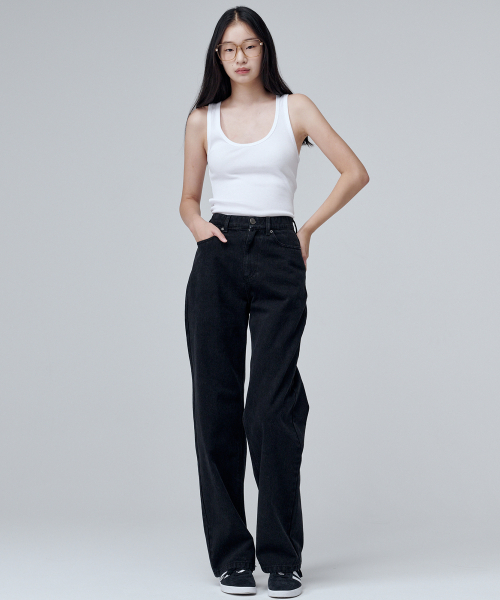 MALOUPE（マロップ）の「9133 レギュラーワイドデニムパンツ (ブラック)（デニムパンツ・レディース・ブラック・26/28/30）」の6枚目の写真