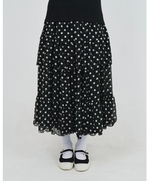 DOT CHIFFON FLARE SKIRT_BLACK