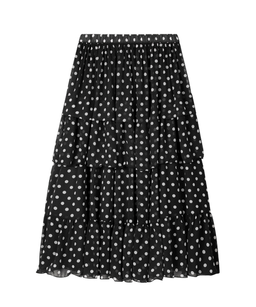 LO AXUAL（ロ・アクシュアル）の「DOT CHIFFON FLARE SKIRT_BLACK（スカート・レディース・その他・FREE）」の2枚目の写真