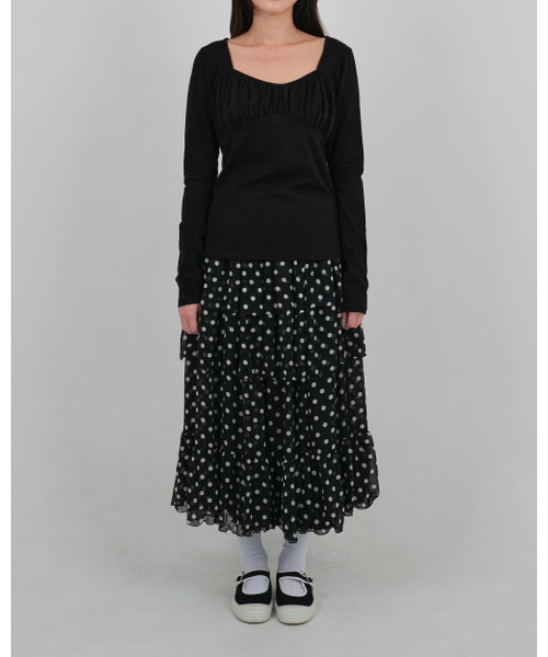 LO AXUAL（ロ・アクシュアル）の「DOT CHIFFON FLARE SKIRT_BLACK（スカート・レディース・その他・FREE）」の7枚目の写真