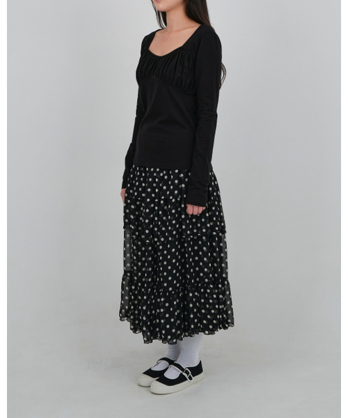 LO AXUAL（ロ・アクシュアル）の「DOT CHIFFON FLARE SKIRT_BLACK（スカート・レディース・その他・FREE）」の8枚目の写真