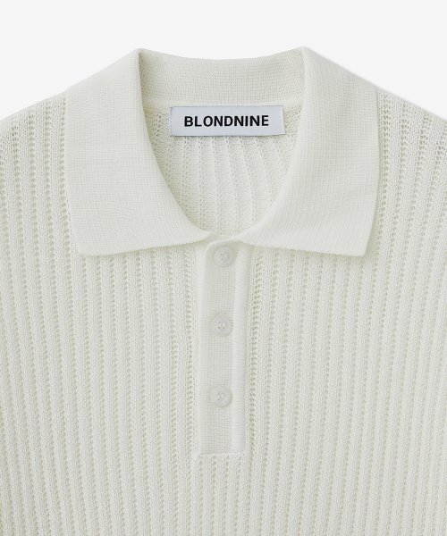 BLOND9(ブロンドナイン)の「コットンリブカラ半袖ニット_アイボリー(ニット/セーター・メンズ・アイボリー・XX-LARGE/SMALL/X-LARGE)」の3枚目の写真
