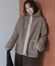 スタンドフーディーボアジャケット