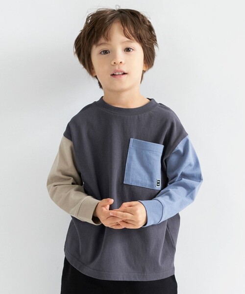 DRC branshes(ディーアールシーブランシェス)の「【WEB限定/DRC】ポケット長袖Tシャツ(Tシャツ/カットソー・キッズ・オフホワイト/その他4/ブルーグレー/ブラック/ラベンダー/その他2/その他1/その他3・100/110/120/140/130/150/160)」の6枚目の写真