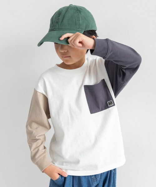 DRC branshes(ディーアールシーブランシェス)の「【WEB限定/DRC】ポケット長袖Tシャツ(Tシャツ/カットソー・キッズ・オフホワイト/その他4/ブルーグレー/ブラック/ラベンダー/その他2/その他1/その他3・100/110/120/140/130/150/160)」の5枚目の写真