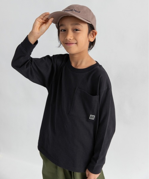 DRC branshes(ディーアールシーブランシェス)の「【WEB限定/DRC】ポケット長袖Tシャツ(Tシャツ/カットソー・キッズ・オフホワイト/その他4/ブルーグレー/ブラック/ラベンダー/その他2/その他1/その他3・100/110/120/140/130/150/160)」の1枚目の写真