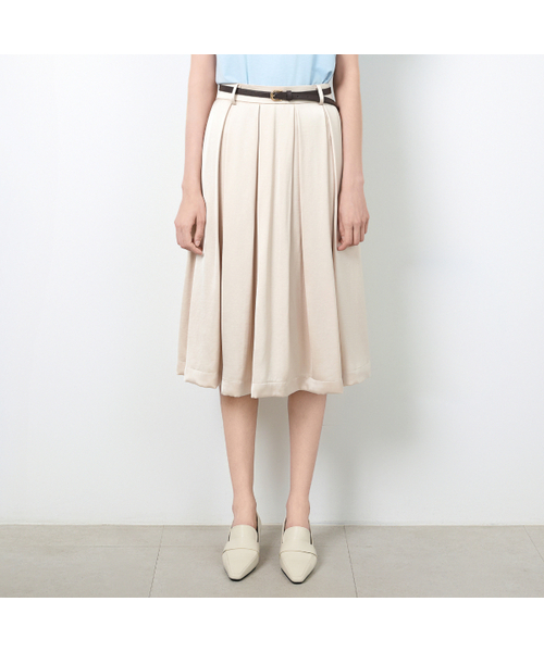 LEAUET(ルエ)の「Belle Beige Pleated Midi Skirt (Belt Set)(スカート・レディース・その他・SMALL/MEDIUM)」の1枚目の写真
