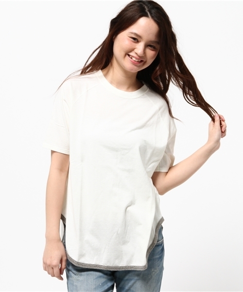 BEAMS BOY（ビームスボーイ）の「【FUDGE5月号掲載】BEAMS BOY / 天竺 ラグラン 5分袖（Tシャツ/カットソー・レディース・ホワイト/グレー/ネイビー・ONE SIZE）」の4枚目の写真