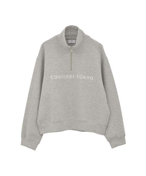 CONVERSE TOKYO（コンバーストウキョウ）の「BACK STAR★ HALF-ZIP LOGO SWEAT（スウェット・レディース・グレー/ブラック/グリーン・FREE）」の8枚目の写真