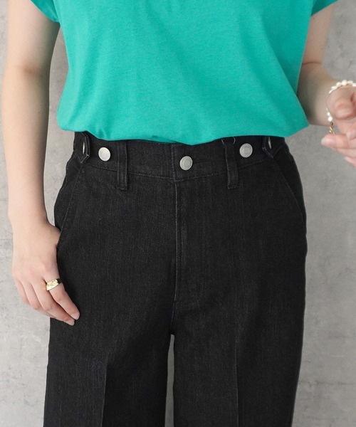 SELECT LEVERY(セレクトリベリー)の「センタープレス リサイクルデニムワイドパンツ(デニムパンツ・レディース・ネイビー/ブラック/ライトブルー/ブルー・LARGE/MEDIUM)」の2枚目の写真