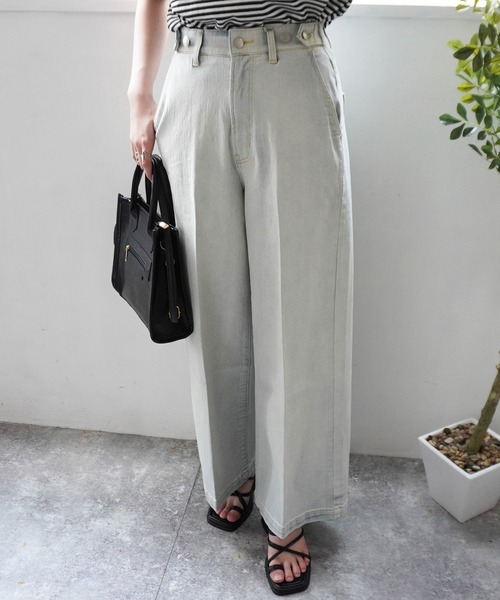 SELECT LEVERY(セレクトリベリー)の「センタープレス リサイクルデニムワイドパンツ(デニムパンツ・レディース・ネイビー/ブラック/ライトブルー/ブルー・LARGE/MEDIUM)」の5枚目の写真