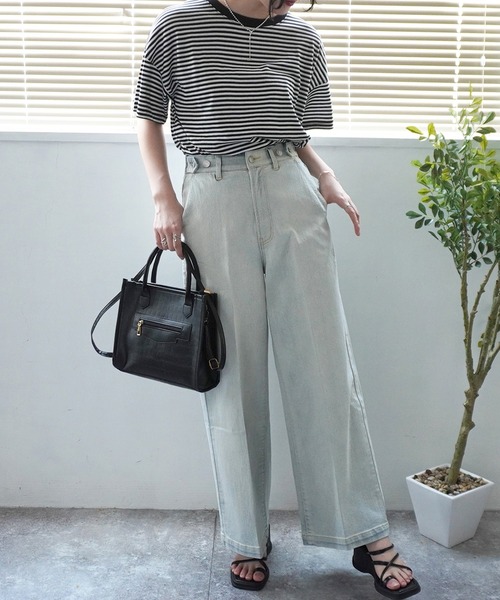 SELECT LEVERY(セレクトリベリー)の「センタープレス リサイクルデニムワイドパンツ(デニムパンツ・レディース・ネイビー/ブラック/ライトブルー/ブルー・LARGE/MEDIUM)」の6枚目の写真